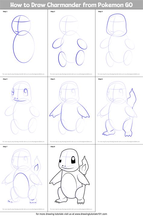 How To Draw Charmander From Pokemon Go Printable Step By Step Drawing