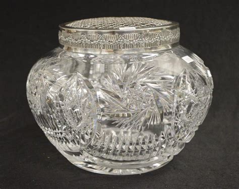 Crystal Rose Bowl With Silver Plate Rim And Grill Top Bowls Comports