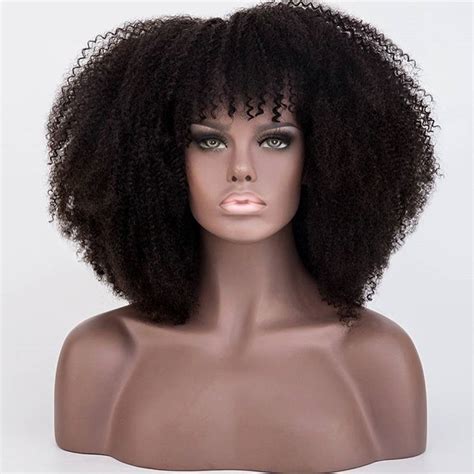 250 density afro kinky curly lace front human hair wigs with bangs short bob lace frontal wig
