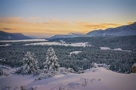 Sunset In Winter Fairmont Hot Springs British Columbia Canada