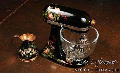 Custom Painted Floral Kitchenaid On Black In 2020 Kitchen Aid