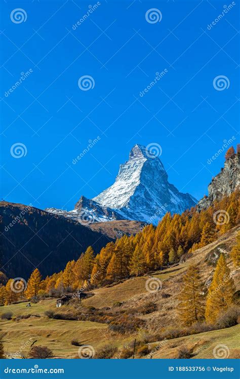 Stunning View Of The Famous Matterhorn Peak Of Swiss Alps From Zermatt