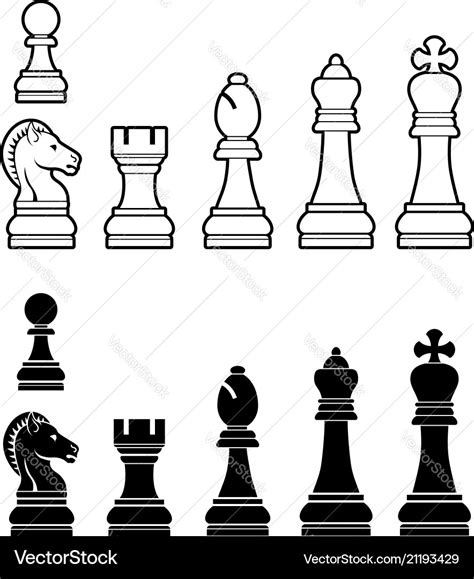 Chess Pieces Set Royalty Free Vector Image Vectorstock