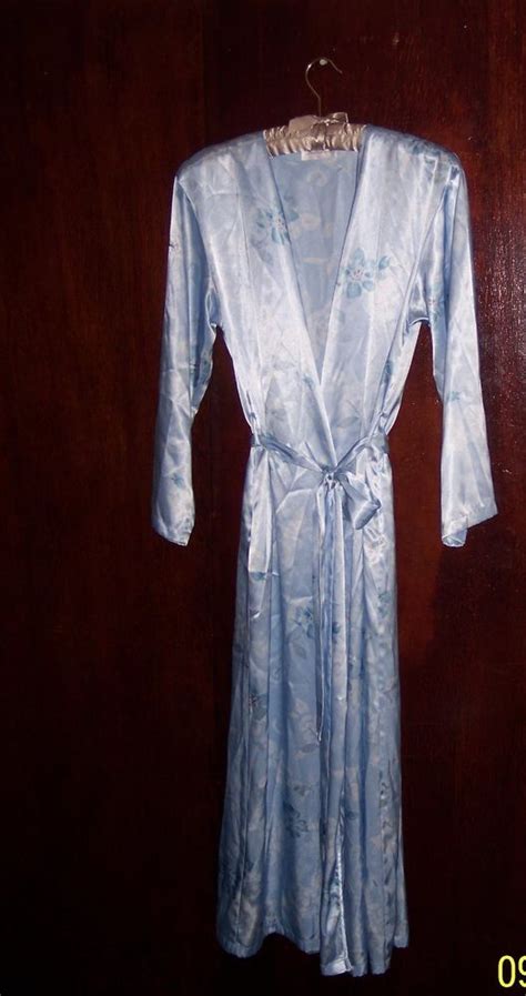 Nwot Jones New York Blue Silky Long Sleeve Floral Womens Maxi Robe Size