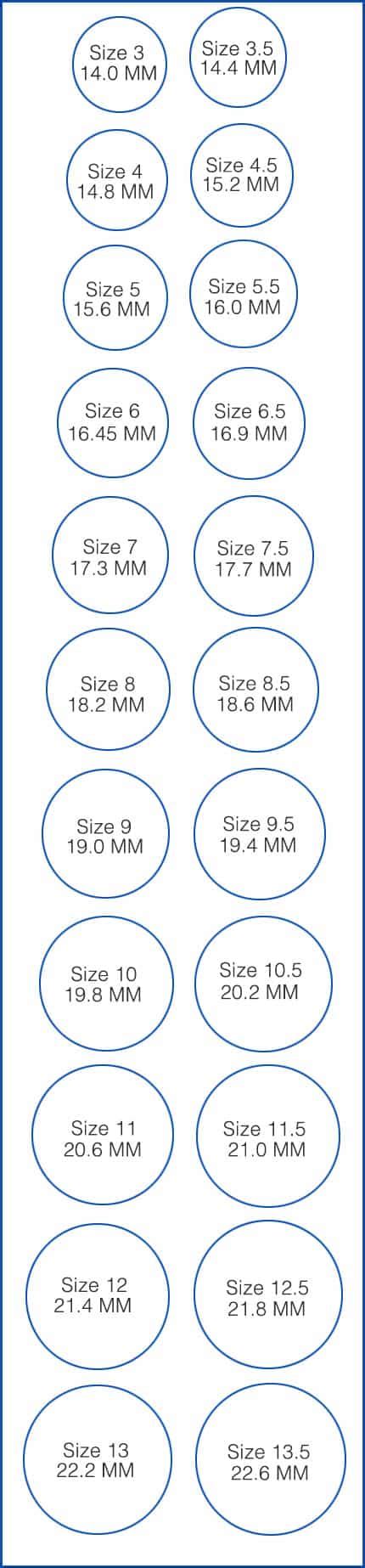 American Ring Size Chart Printable Rings Art