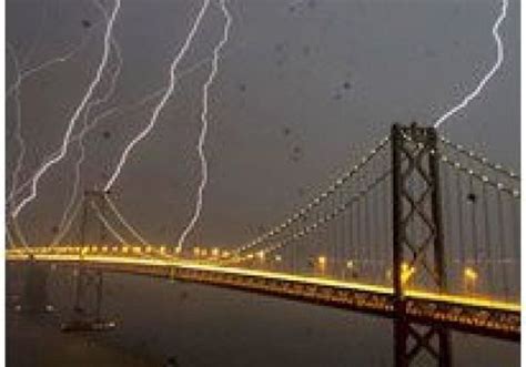 Lightening Striking The Golden Gate Bridge In San Francisco On All 4