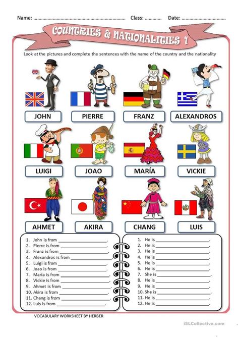 Countries And Nationalities Ws English Esl Worksheets For Distance
