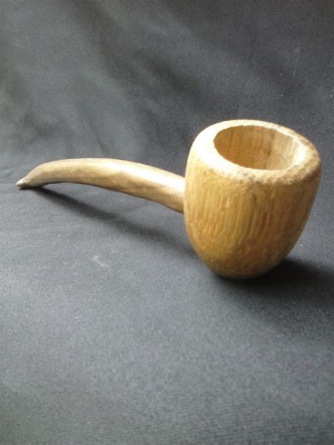 Long Stem Tobacco Smoking Pipe Hand Carved In White Oak And