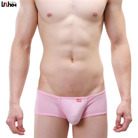Sexy Men Underwear Boxers Shorts Lycra Cotton Low Waist U Convex Pouch