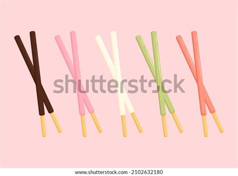 Illustration Chocolate Dipped Cookie Sticks On Stock Vector Royalty