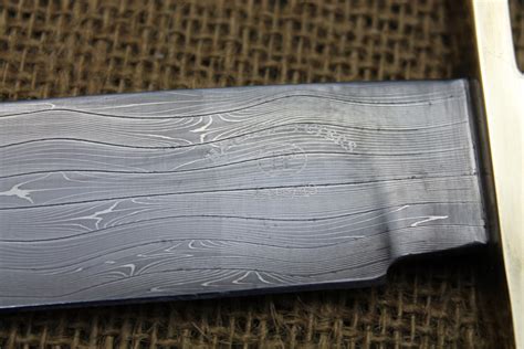 Mammoth Ivory And Multi Bar Damascus Bowie Knife 24hourcampfire