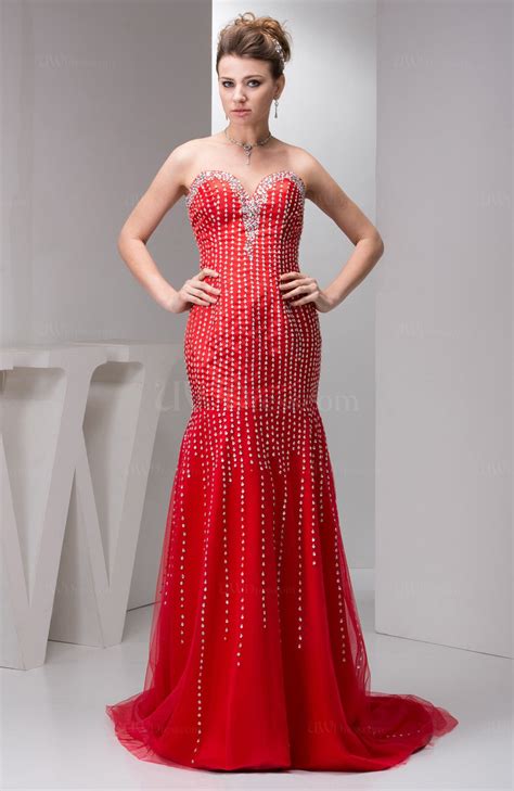 Red Long Evening Dress Formal Semi Formal Trendy Spring Modern Chic