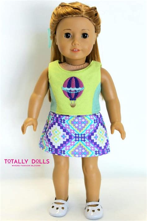 18 inch american girl doll clothing spring summer hot air balloon top aztec green purple