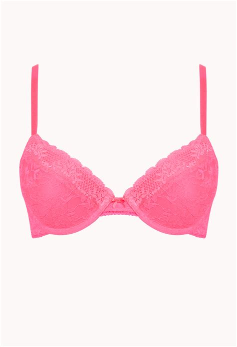 Forever 21 Lace Push Up Bra In Pink Hot Pink Lyst