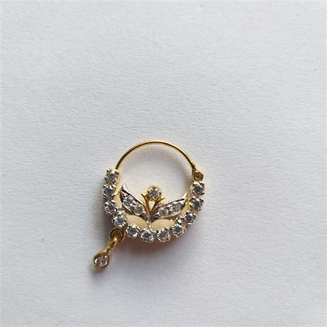 Gold Plated Crystal Nose Ring Indian Wedding Nath Fashion Etsy In