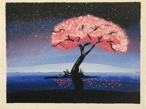 Cherry Blossom In Night Sky Etsy