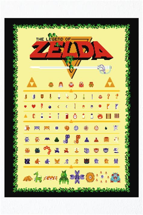 The Legend Of Zelda Retro Style Poster Nes Link And Zelda Etsy