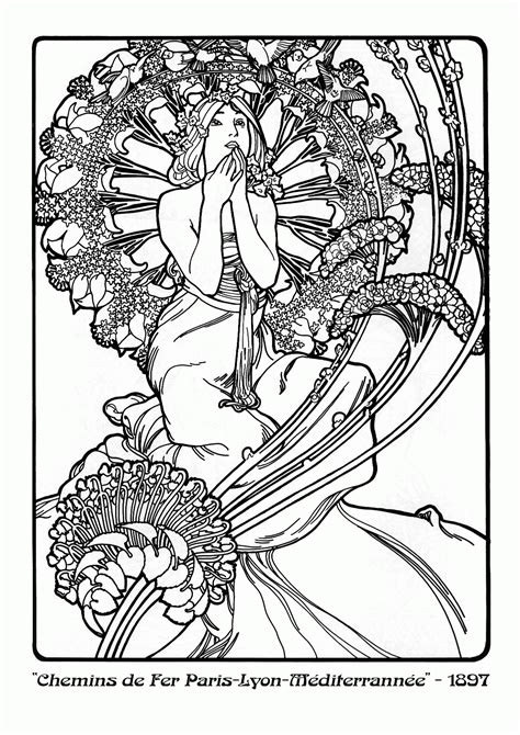 You can save your interactive online coloring pages that you have created in your gallery, print the coloring pages to your printer, or email them to friends and family. Art Nouveau Coloring Page - Coloring Home