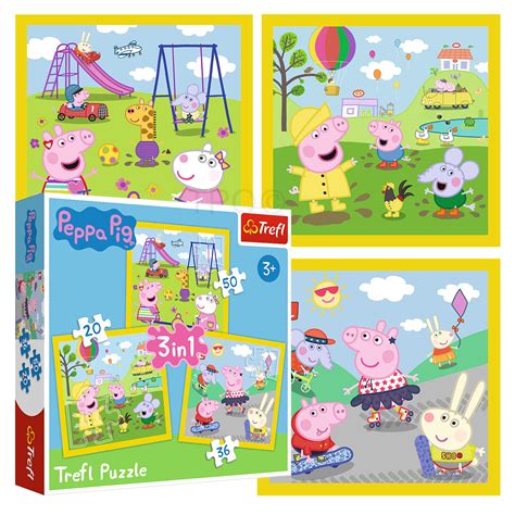 Trefl 3 In 1 20 36 50 Piece Kids Peppa Pigs Happy Day Fun Jigsaw