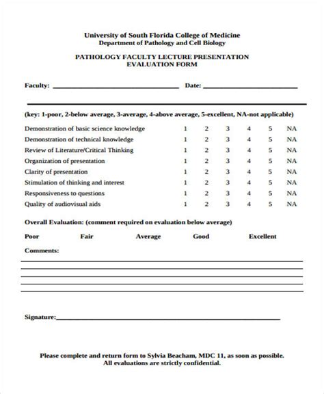 FREE Lecture Evaluation Forms In PDF MS Word