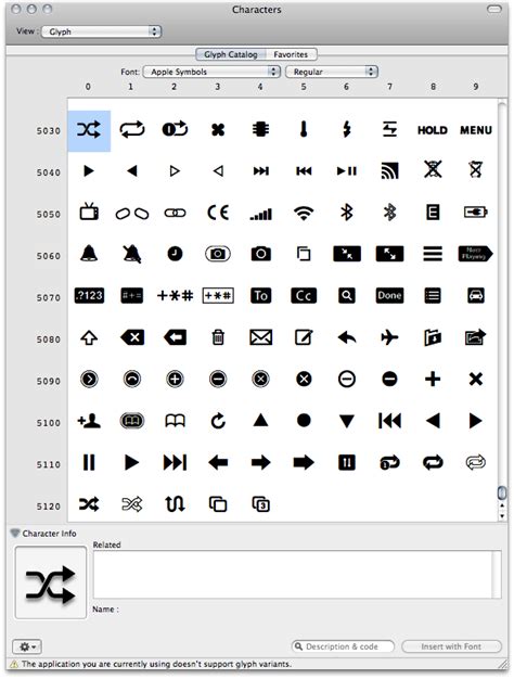 The Apple Symbols Font A Great Repository For Iphone Button Icons