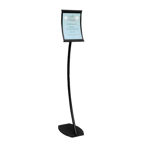 Concurva Black Metal Curved Floor Sign Holder 9 12l X 14 12w X 51h