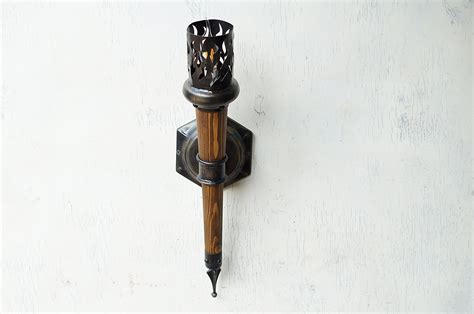 Medieval Wall Torch Gothic Sconce Iron Forged Viking Lamp Etsy