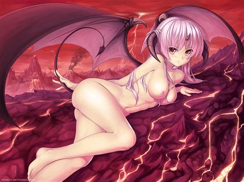 Breasts Succubus Demon Horns Nude Tail Wings Anime Hentai