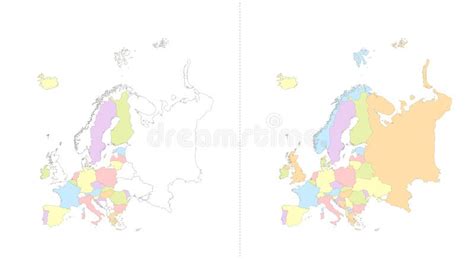 Map Of Europe And European Union Divided To Separates States Blank