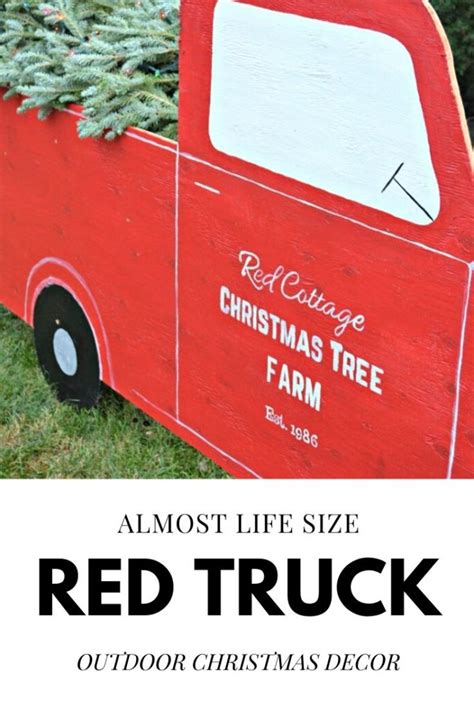 Outdoor Christmas Decorations Diy Red Truck And Christmas Tree