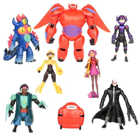 8pcs Set 2017 Amazing 7 12cm Big Hero 6 Action Figures Toys Baymax Cartoon Movie Anime Model