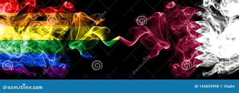 Gay Vs Qatar Qatari Smoke Flags Placed Side By Side Thick Colored Silky Smoke Flags Of Pride