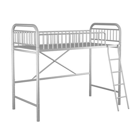 Yiekholo Silver Twin Loft Bed With Built In Ladder Space Saving Design