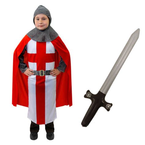 Kids St Georges Knight Costume Medieval Crusader Knight Fancy Dress