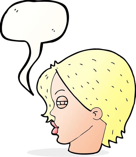 Cartoon Female Face With Narrowed Eyes With Speech Bubble 12350087
