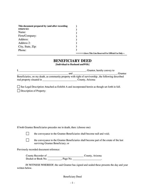 Arizona Beneficiary Deed Form Pdf Complete With Ease Airslate Signnow