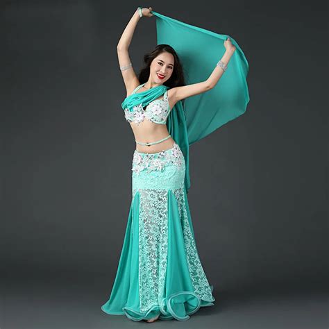 Professional Belly Dancing Costumes Set Performance Diamond 2pcs Bra Skirt Luxury Handmade Women