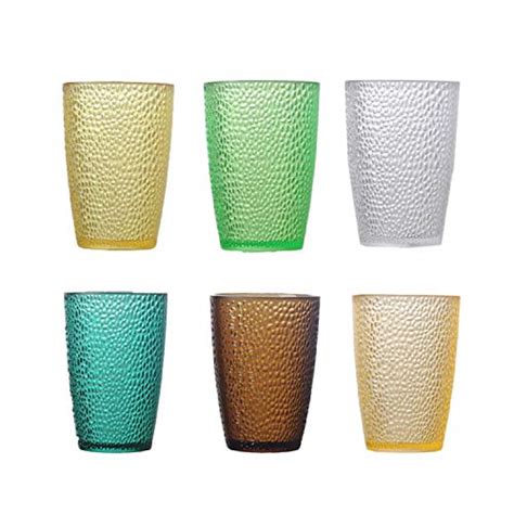 Tebery 6 Pack Drinking Glasses Set 12oz Colored Plastic Tumblers Cups Glassware Unbreakable
