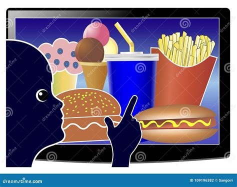 Screen Time Affects Junk Food Consumption Stock Illustration