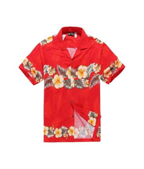 Men Hawaiian Aloha Shirt In Red With Cross Floral Aloha Shirt Casual Shirts For Men Mens