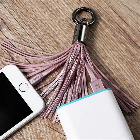 Leather Tassel Usb Lightning Cable Key Chain Cable Keychain
