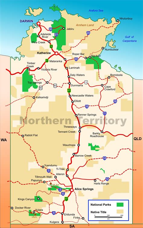 Northern Territory Towns National Parks And Native Title Lands