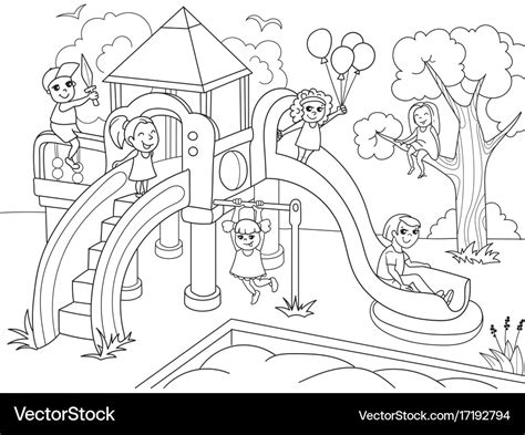 Children Playground Coloring Royalty Free Vector Image