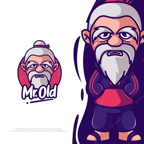 Premium Vector Old Man Logo Illustration Flat Cartoon Style