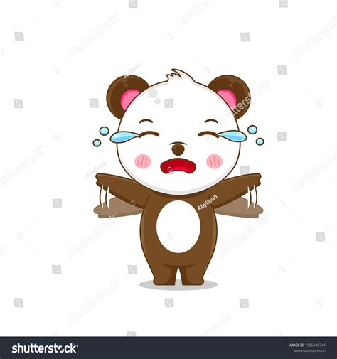 Cute Panda Crying Vector Illustration Chibi Stock Vector Royalty Free