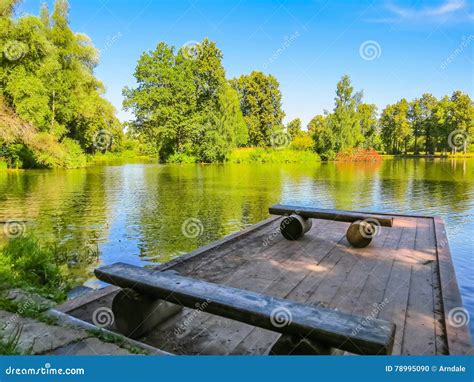 Wooden Mooring On The Forest Lake Stock Photo Image Of Park Summer
