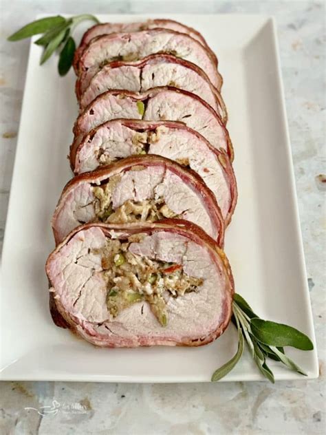 Bacon Wrapped Pork Loin With Sauerkraut Stuffing Smoker Grilled