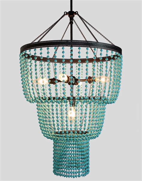 Clever Turquoise Beaded Chandelier Eclectic Chandeliers Beaded