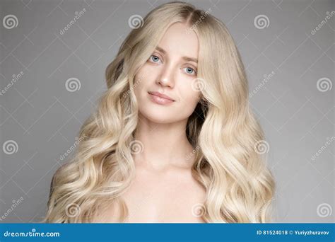 Beautiful Young Blond Woman With Long Wavy Hair Stock Photo Image Of