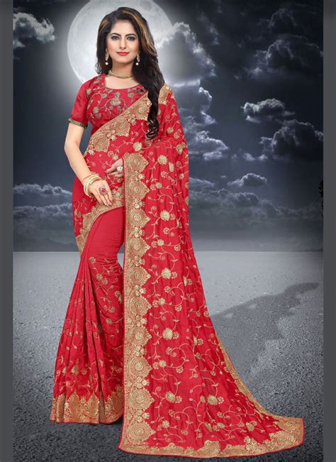 Buy Red Color Classic Saree Online 153724 Designer Sarees